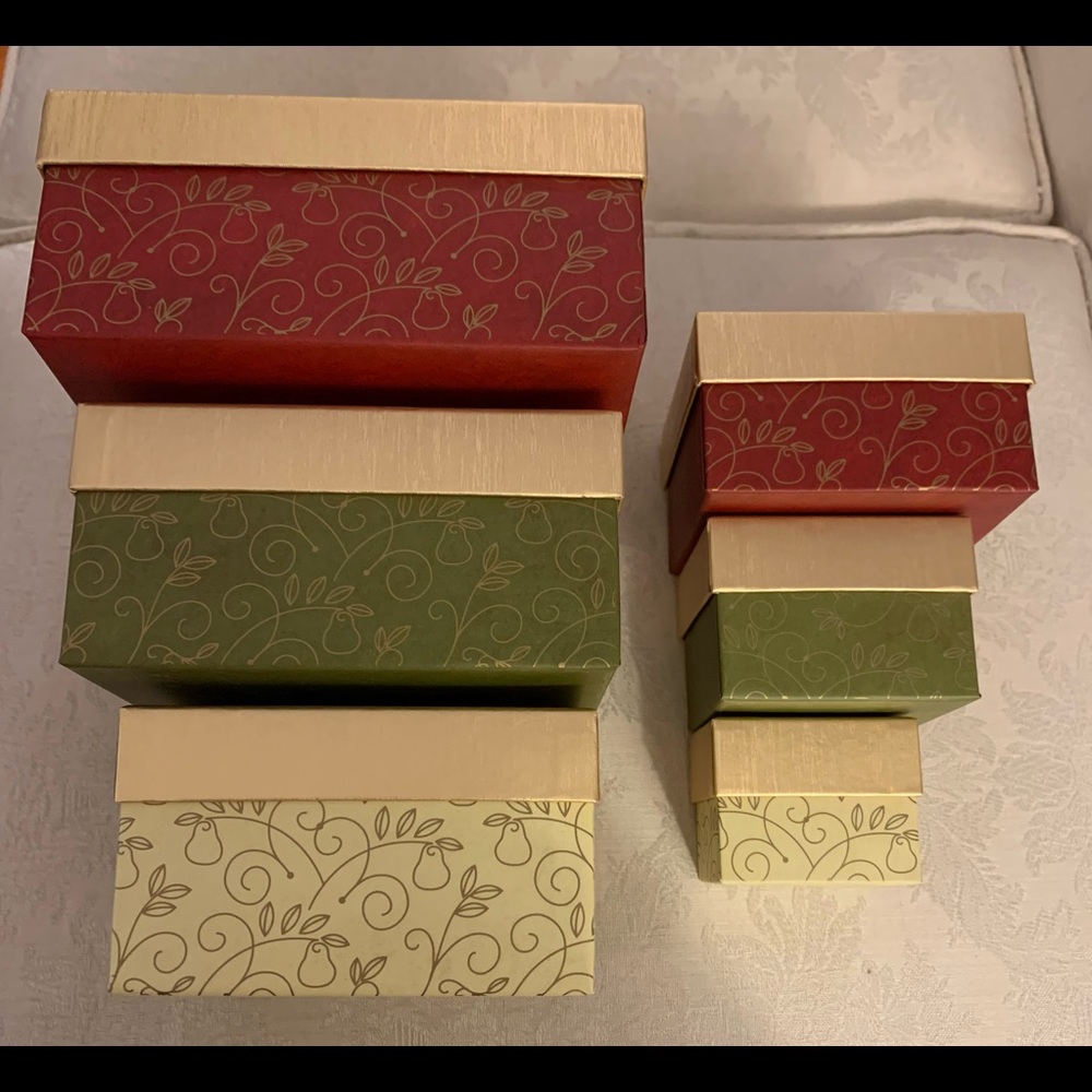 Harry & David Nesting boxes (6) Burgundy, green, cream & gold - Picture 3 of 5